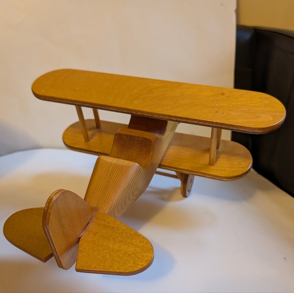 Handmade Wooden Airplane bi-plane Toy/Decoration - Picture 6 of 8
